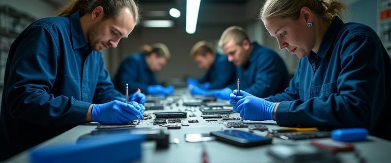 Techniciens professionnels en atelier